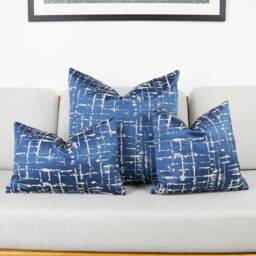 Ashley Wilde Mikkel Navy, Abstract Cushion Covers, Designer Throw Pillows, Luxury Scatter Cushions - thumbnail 1