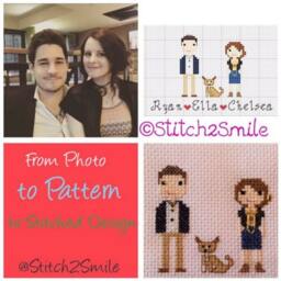 2nd Wedding Anniversary Gift Personalised Art Family Pet Portrait Stitch Pixel People - thumbnail 2