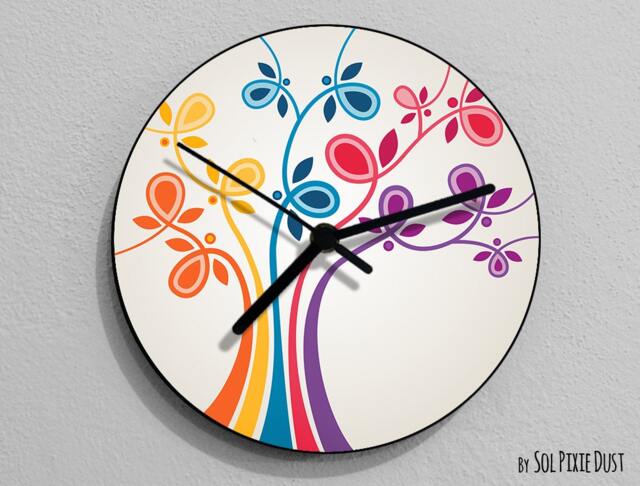 Colourful Tree Of Life Wall Clock - image 1