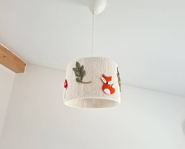 Woodland Nursery Lamp Shade Fox & Mushroom Ceiling Light - image 1