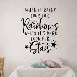 When It Rains Look For Rainbows - Teen Wall Decal Tween Girl Quote Room Its Dark Stars - thumbnail 2