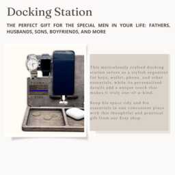 Personalized Double Phone Docking Station Thin Blue Line American Flag . Christmas Gift - thumbnail 2