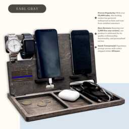 Personalized Double Phone Docking Station Thin Blue Line American Flag . Christmas Gift - thumbnail 1