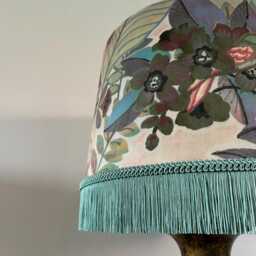 Floral Pastel Velvet Lampshade Mint Fringe & Braid, Empire - thumbnail 3