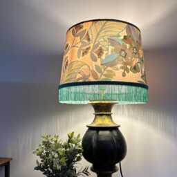 Floral Pastel Velvet Lampshade Mint Fringe & Braid, Empire - thumbnail 2