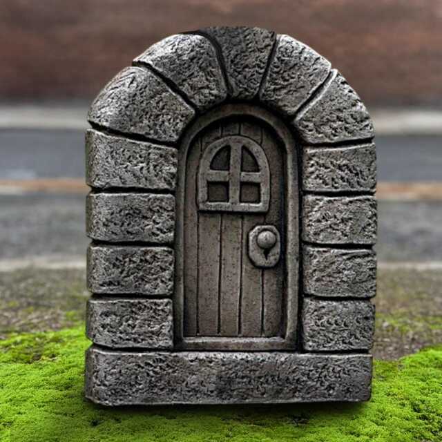 Stone Fairy Door Sculpture Concrete Ornament Cement House Statue Garden Path Figure Outdoor Decor Handmade Yard Art Gift - image 1