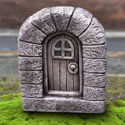 Stone Fairy Door Sculpture Concrete Ornament Cement House Statue Garden Path Figure Outdoor Decor Handmade Yard Art Gift - thumbnail 2