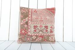 Vintage Turkish Kilim Pillow Cover Bohemian Decorative - 16x16 - thumbnail 1