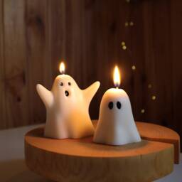 Set Of 2 Ghost Candles, Halloween Decor, Thanksgiving Fall Home Autumn Candle, Gift - thumbnail 2