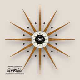 Teak Starburst Clock Mid Century Modern Wall Decor, 30 - thumbnail 1