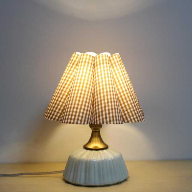 Handmade Brown Plaid Table Lamp Ceramic Base Home Decor - image 1