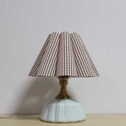 Handmade Brown Plaid Table Lamp Ceramic Base Home Decor - thumbnail 3