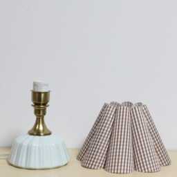 Handmade Brown Plaid Table Lamp Ceramic Base Home Decor - thumbnail 2