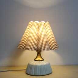 Handmade Brown Plaid Table Lamp Ceramic Base Home Decor - thumbnail 1
