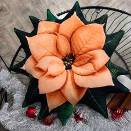 Orange Poinsettia Cushion/Christmas Pillow Decoration Plant Poinsettias Flower - thumbnail 2