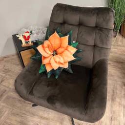 Orange Poinsettia Cushion/Christmas Pillow Decoration Plant Poinsettias Flower - thumbnail 3
