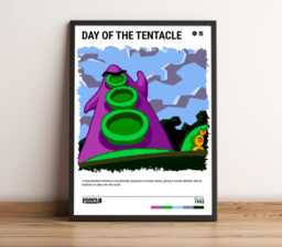 Day Of The Tentacle - 1993 Minimalist Retro Poster - Video Game Wall Art Print Gaming Gift A5-A4-A3-A2-A1 Unframed Canvas - thumbnail 1