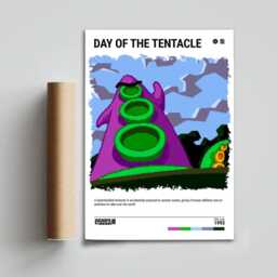 Day Of The Tentacle - 1993 Minimalist Retro Poster - Video Game Wall Art Print Gaming Gift A5-A4-A3-A2-A1 Unframed Canvas - thumbnail 3