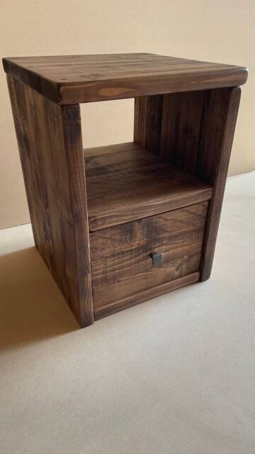 The Brentwood Bedside Cabinet - With Drawer- Rustic Pine Wood - image 1