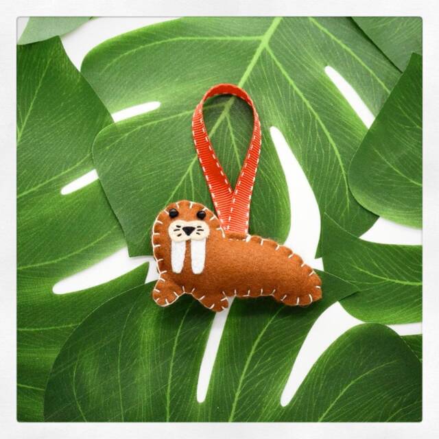 Handmade Felt Walrus Christmas Tree/Nursery Decoration Home Decor/ Animal Ornament - image 1