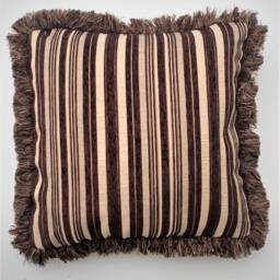 Large Wine Plum & Gold Damask Chenille Throw Pillows With Fringe For Sofa Handmade Usa - thumbnail 3