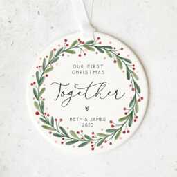 Our First Christmas Together Ornament 2025 - Personalised Couple Bauble Keepsake - Custom Acrylic Or Ceramic Decoration - thumbnail 2