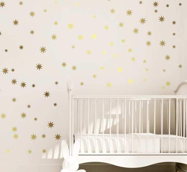 Gold Confetti Stars Stick On Wall Art Silver Vinyl Wall Decal Sticker Golden Star Set For Baby Nursery By Decalisland-Sd 092 - image 1