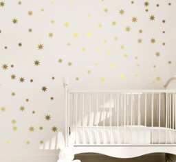 Gold Confetti Stars Stick On Wall Art Silver Vinyl Wall Decal Sticker Golden Star Set For Baby Nursery By Decalisland-Sd 092 - thumbnail 1