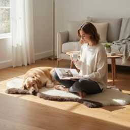 Genuine Brown & White Sheepskin Rug - Soft Fluffy Wool Throw, Refurbished Accent Decor - thumbnail 3