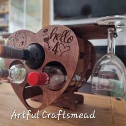 Heart-Shaped Wooden Wine Rack - Personalized Birthday Gift, Custom Wood Alcohol For Her - thumbnail 2