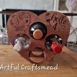 Heart-Shaped Wooden Wine Rack - Personalized Birthday Gift, Custom Wood Alcohol For Her - thumbnail 3