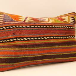 Pillow Cover - Classic Kilim Cover, -Sofa -Ticking Striped-Home Sofa Pillows -Decorative -12x20 Inches- Koef-397 - thumbnail 2