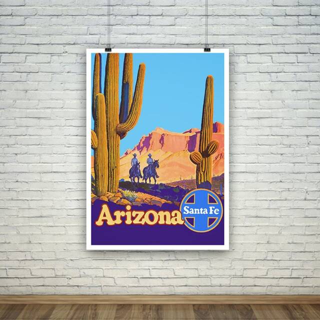 Arizona Poster Vintage American Cowboys Travel Print - image 1
