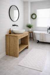 Rustic Wash Stand Sink Unit Handcrafted Basin Wooden Vanity Rustic Bathroom River Stone Reclaimed Bath