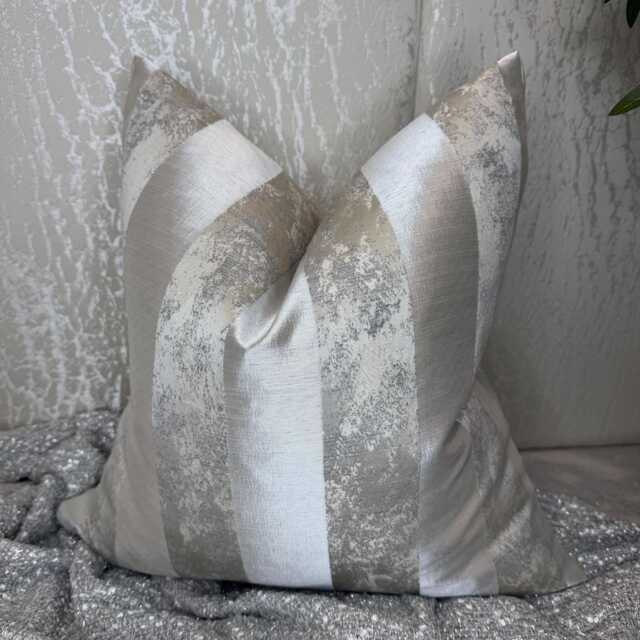 Luxury Striped Marble Cushion Cover Beige Grey Designer Fabric - Handmade UK - image 1