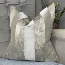 Luxury Striped Marble Cushion Cover - Pillow Designer Fabric Handmade Double Sided Beige Grey Home Decor - thumbnail 1