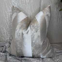 Luxury Striped Marble Cushion Cover Beige Grey Designer Fabric - Handmade UK