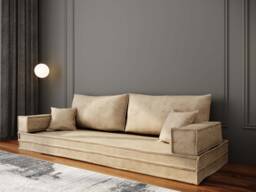 Velvet Reading Corner Floor Sofa, Ottoman Pouf, 8-Piece Set