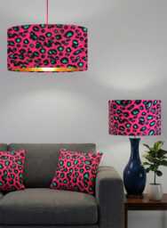 Handmade By Order Luxury Pink Teal Blue Leopard Skin Dots On Velvet Drum Lamp Shade Pendant Light All Shapes & Size Available - thumbnail 1