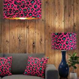Handmade By Order Luxury Pink Teal Blue Leopard Skin Dots On Velvet Drum Lamp Shade Pendant Light All Shapes & Size Available - thumbnail 2