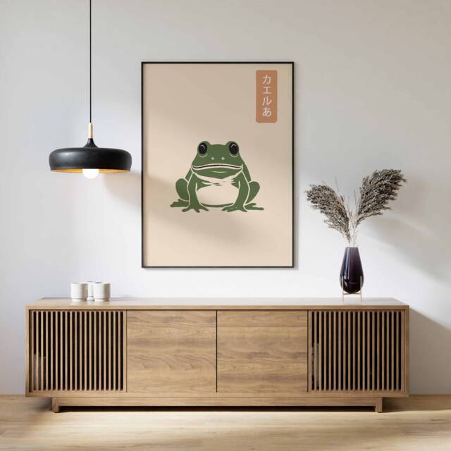 Japanese Matsumoto Hoji Frog Print, Vintage Woodblock Poster, Ukiyo-E - image 1