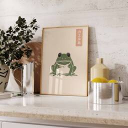 Japanese Matsumoto Hoji Frog Print, Vintage Woodblock Poster, Ukiyo-E - thumbnail 2