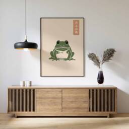Japanese Matsumoto Hoji Frog Print, Vintage Woodblock Poster, Ukiyo-E - thumbnail 1