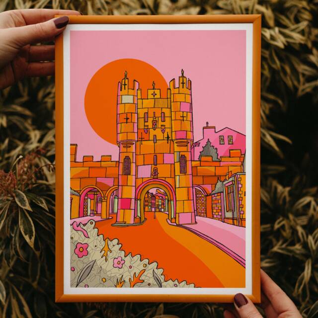 York Micklegate Bar Art Print Bright Travel Illustration - image 1