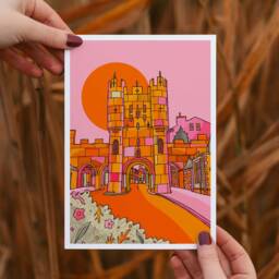 York Micklegate Bar Art Print Bright Travel Illustration - thumbnail 3