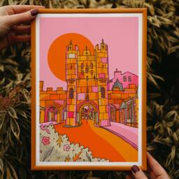 York Micklegate Bar Art Print Bright Travel Illustration - thumbnail 1