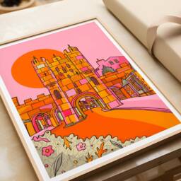 York Micklegate Bar Art Print Bright Travel Illustration - thumbnail 2