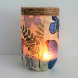 Butterfly Lantern Light Upcycled Glass Jar Nightlight, Blue Room Decor - thumbnail 4