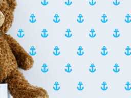 Anchor Blue Sailor Boat Wall Decals Decor Stickers Nursery Baby Boy Modern & Scandinavian - Sets Of 25 - thumbnail 1