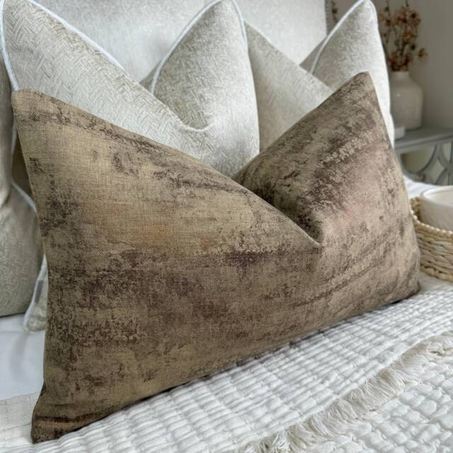 Gold Copper Cushion Cover, Bolster Pillow Throw Cover Perfect For Brown Interior, Designer Prestigious Textile Caesar Sienna - image 1